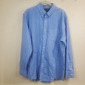 Lauren Ralph Lauren Men Dress Blue Plaid slim fit Non Iron 17 34/35